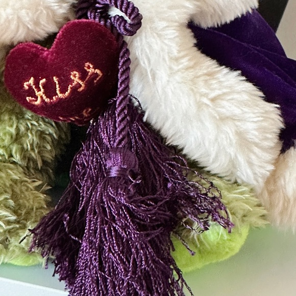 8" Green Frog Prince In Crown Kiss Me Beanbag Stuffed Plush Toy Animal - Picture 8 of 10